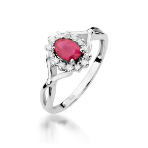 Złoty pierścionek W182 Rubin 0,60ct białe złoto pr. 585