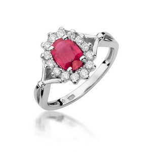 Złoty pierścionek W182 Rubin 1,00ct białe złoto pr. 585
