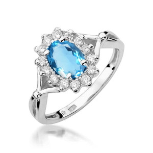 Złoty pierścionek W182 Topaz 0,50ct białe złoto pr. 585