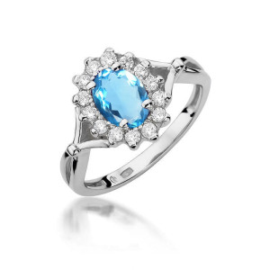 Złoty pierścionek W182 Topaz 0,90ct białe złoto pr. 585