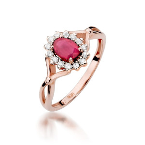 Złoty pierścionek W182 Rubin 0,60ct różowe złoto pr. 585