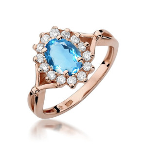 Złoty pierścionek W182 Topaz 0,50ct różowe złoto pr. 585