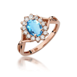 Złoty pierścionek W182 Topaz 0,90ct różowe złoto pr. 585