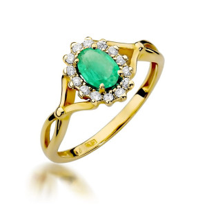 Złoty pierścionek W182 Szmaragd 0,40ct żółte złoto pr. 585