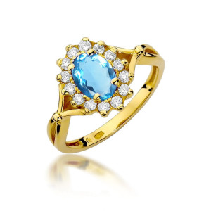 Złoty pierścionek W182 Topaz 0,90ct żółte złoto pr. 585