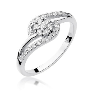 Złoty pierścionek W184 Diament 0,10ct białe złoto pr. 585