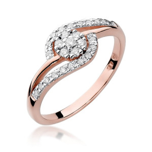 Złoty pierścionek W184 Diament 0,10ct różowe złoto pr. 585
