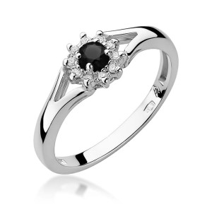 Złoty pierścionek W185 Czarny Diament 0,12ct białe złoto pr. 585
