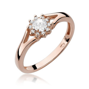 Złoty pierścionek W185 Diament 0,10ct różowe złoto pr. 585