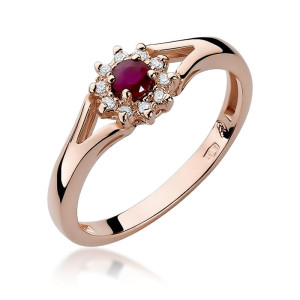 Złoty pierścionek W185 Rubin 0,15ct różowe złoto pr. 585