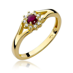 Złoty pierścionek W185 Rubin 0,15ct żółte złoto pr. 585