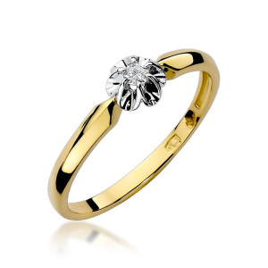 Złoty pierścionek W187 Diament 0,04ct żółte złoto pr. 585