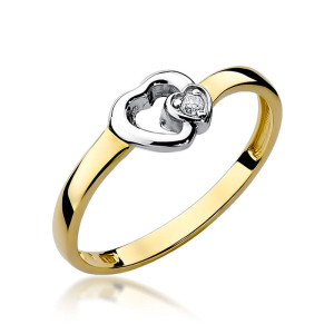 Złoty pierścionek W188 Diament 0,02ct żółte złoto pr. 585