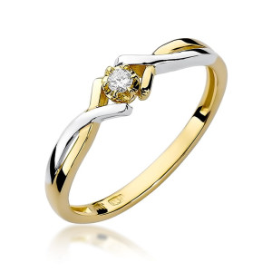 Złoty pierścionek W190 Diament 0,04ct żółte złoto pr. 585