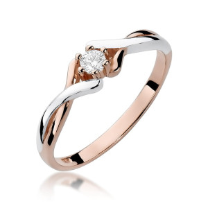 Złoty pierścionek W190B Diament 0,08ct różowe złoto pr. 585
