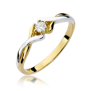 Złoty pierścionek W190B Diament 0,10ct żółte złoto pr. 585