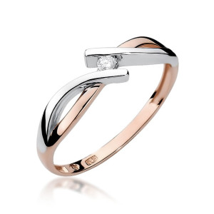 Złoty pierścionek W191 Diament 0,04ct różowe złoto pr. 585