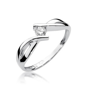 Złoty pierścionek W191B Diament 0,10ct białe złoto pr. 585