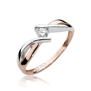 Złoty pierścionek W191B Diament 0,08ct różowe złoto pr. 585