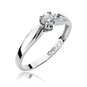 Złoty pierścionek W197 Diament 0,24ct białe złoto pr. 585