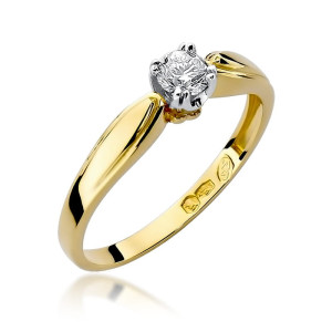 Złoty pierścionek W197 Diament 0,24ct żółte złoto pr. 585