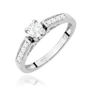 Złoty pierścionek W198 Diament 0,30ct białe złoto pr. 585