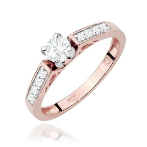 Złoty pierścionek W198 Diament 0,30ct różowe złoto pr. 585