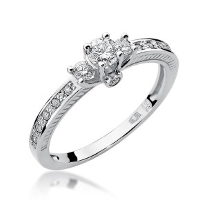 Złoty pierścionek W199 Diament 0,20ct białe złoto pr. 585