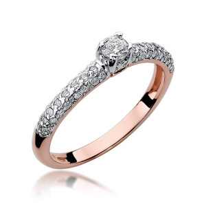Złoty pierścionek W200 Diament 0,15ct różowe złoto pr. 585