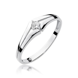 Złoty pierścionek W207 Diament 0,10ct białe złoto pr. 585
