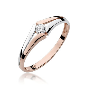 Złoty pierścionek W207 Diament 0,10ct różowe złoto pr. 585