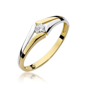 Złoty pierścionek W207 Diament 0,10ct żółte złoto pr. 585