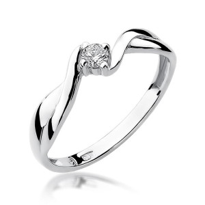 Złoty pierścionek W208 Diament 0,08ct białe złoto pr. 585