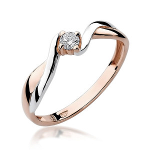 Złoty pierścionek W208 Diament 0,08ct różowe złoto pr. 585