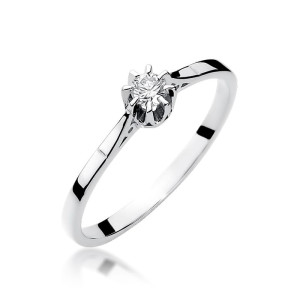 Złoty pierścionek W209 Diament 0,08ct białe złoto pr. 585