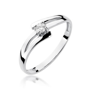 Złoty pierścionek W210 Diament 0,08ct białe złoto pr. 585