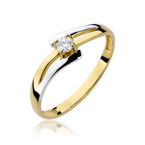 Złoty pierścionek W210 Diament 0,08ct żółte złoto pr. 585