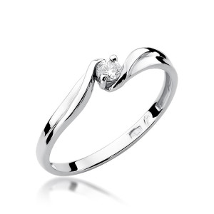 Złoty pierścionek W211 Diament 0,08ct białe złoto pr. 585