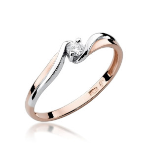 Złoty pierścionek W211 Diament 0,10ct różowe złoto pr. 585