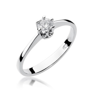 Złoty pierścionek W220 Diament 0,20ct białe złoto pr. 585