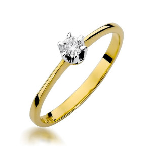 Złoty pierścionek W220 Diament 0,15ct żółte złoto pr. 585