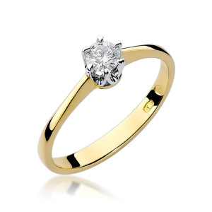 Złoty pierścionek W220 Diament 0,20ct żółte złoto pr. 585