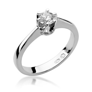Złoty pierścionek W220B Diament 0,25ct białe złoto pr. 585