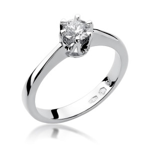 Złoty pierścionek W220B Diament 0,30ct białe złoto pr. 585