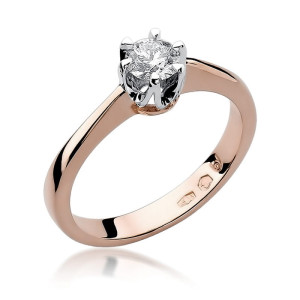 Złoty pierścionek W220B Diament 0,30ct różowe złoto pr. 585