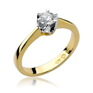 Złoty pierścionek W220B Diament 0,25ct żółte złoto pr. 585