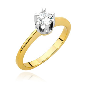 Złoty pierścionek W220B Diament 0,40ct żółte złoto pr. 585