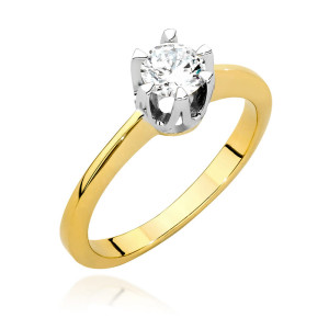 Złoty pierścionek W220B Diament 0,50ct żółte złoto pr. 585