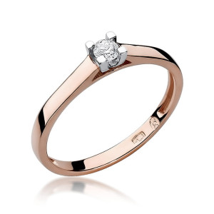 Złoty pierścionek W221 Diament 0,08ct różowe złoto pr. 585