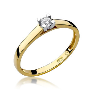 Złoty pierścionek W221 Diament 0,10ct żółte złoto pr. 585
